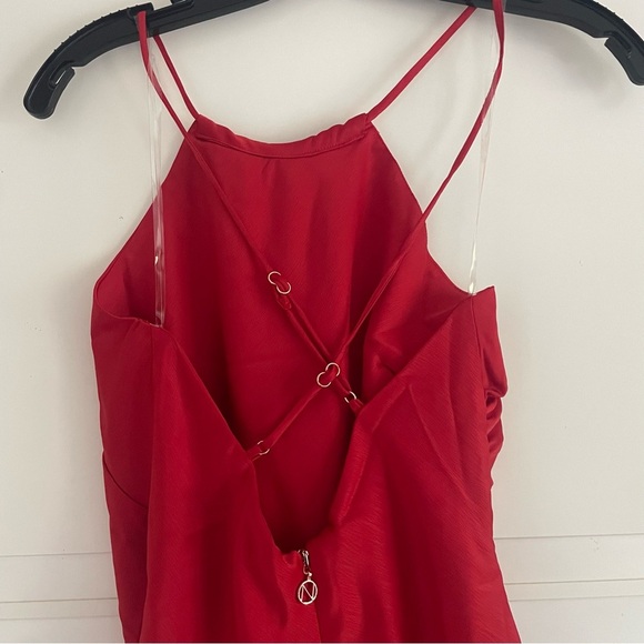 New! Nookie Red Gypsy Mini Halter Asymmetrical Mini Dress 37676 - Picture 6 of 12